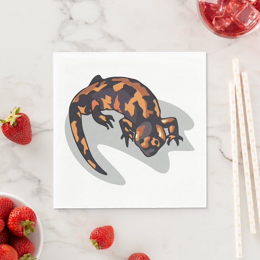オレンジとブラックリザードナプキン スタンダードランチョンナプキン