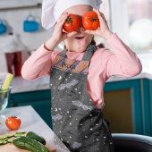 オレンジとブラック不気味かわいいこうもりハロウィンキッズ エプロン