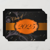 オレンジとブラック2025卒業 招待状 (正面/裏面)