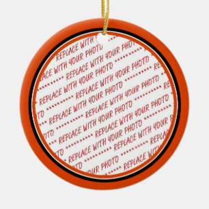 オレンジとブラック（ハロウィンカラー）トリミングされたテンプレート セラミックオーナメント