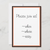 オレンジとブラック(ハロウィンカラー)トリミングされたテンプレート 招待状 (裏面)