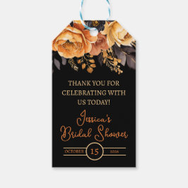 オレンジとブラック、ハロウィン、フラワーブライダルシャワー ギフトタグ