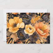 オレンジとブラック、ハロウィン、フラワーブライダルシャワー 招待状 (裏面)