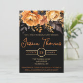 オレンジとブラック、ハロウィーン、フローラブライダルシャワー 招待状 (スタンド正面)