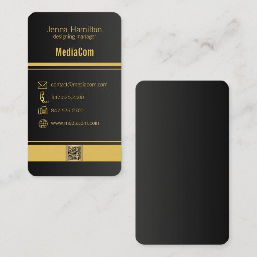 オレンジとブラッコンテンポラリークのビジネスQRカード 名刺 (正面/裏面)