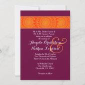 オレンジとブルゴーニュの花のリース結婚ズA04 招待状 (正面)