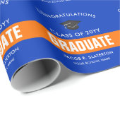 オレンジとブルーのカスタムの卒業包装紙 ラッピングペーパー (ロールコーナー)