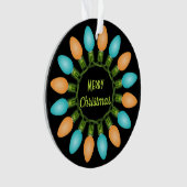 オレンジとブルーのクリスマスライトサークル オーナメント (正面)