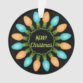 オレンジとブルーのクリスマスライトサークル オーナメント