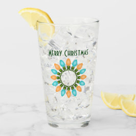 オレンジとブルーのクリスマスライトサークル タンブラーグラス