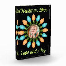 オレンジとブルーのクリスマスライトサークル