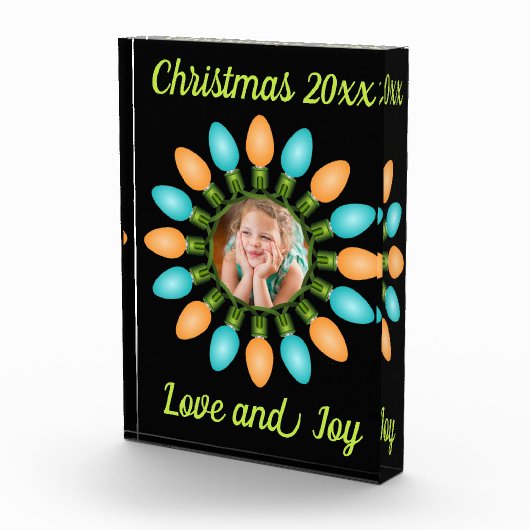 オレンジとブルーのクリスマスライトサークル フォトブロック (右)