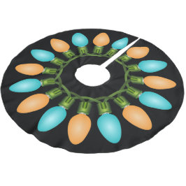 オレンジとブルーのクリスマスライトサークル ブラッシュドポリエステルツリースカート