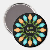 オレンジとブルーのクリスマスライトサークル マグネット (正面/裏面)