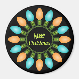 オレンジとブルーのクリスマスライトサークル マグネット