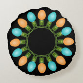 オレンジとブルーのクリスマスライトサークル ラウンドクッション (裏面)