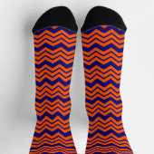 オレンジとブルーのジグザグ柄チェブロン模様  ソックス (上部)