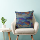 オレンジとブルーのステンドグラスとスクラッチ効果のミックス クッション (椅子)