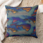 オレンジとブルーのステンドグラスとスクラッチ効果のミックス クッション (ブランケット)