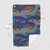 オレンジとブルーのステンドグラスとスクラッチ効果のミックス ゴルフタオル (インサイチュ)