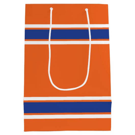 オレンジとブルーのストライプのスポーツジャージー ミディアムペーパーバッグ (裏面)