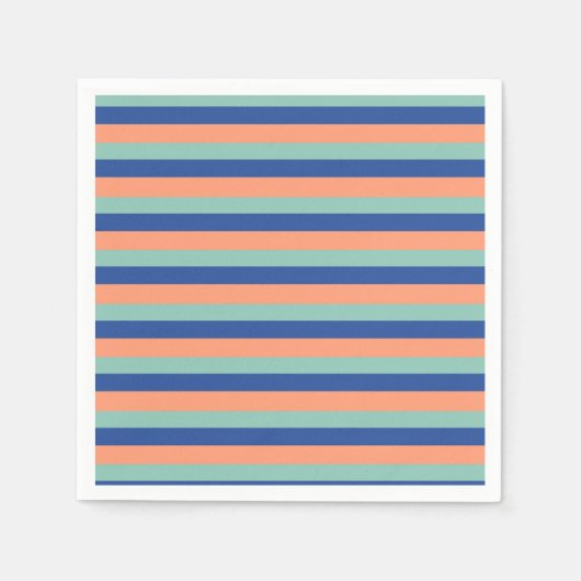 オレンジとブルーのストライプナプキン スタンダードカクテルナプキン (正面)