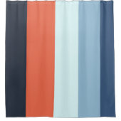 オレンジとブルーのストライプ シャワーカーテン (正面)