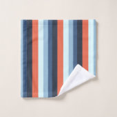 オレンジとブルーのストライプ バスタオルセット (ウォッシュタオル)