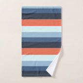 オレンジとブルーのストライプ バスタオルセット (ハンドタオル)