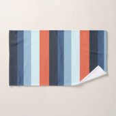 オレンジとブルーのストライプ バスタオルセット (ハンドタオル)