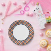 オレンジとブルーのスポーティ縁どプ ペーパープレート (パーティー)