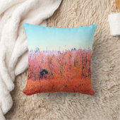 オレンジとブルーのスワンピーの森イラストレーション クッション (ブランケット)