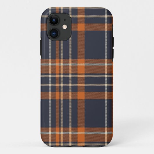 オレンジとブルーのチェック柄iPhoneケース Case-Mate iPhoneケース (裏面)