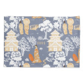 オレンジとブルーのチャイノジュリーパゴダ 枕カバー (裏面)