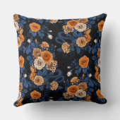 オレンジとブルーのバラに隠れている クッション (裏面)