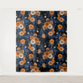 オレンジとブルーのバラに隠れている タペストリー (正面)