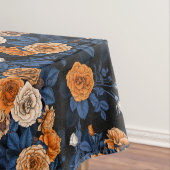 オレンジとブルーのバラに隠れている テーブルクロス (インサイチュ)