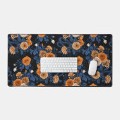 オレンジとブルーのバラに隠れている デスクマット (キーボード&マウス)
