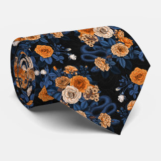 オレンジとブルーのバラに隠れている ネクタイ