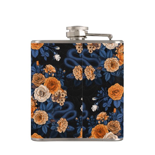 オレンジとブルーのバラに隠れている フラスク (裏面)