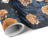 オレンジとブルーのバラに隠れている ラッピングペーパー (ロールコーナー)