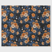オレンジとブルーのバラに隠れている ラッピングペーパー (フラット)