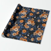 オレンジとブルーのバラに隠れている ラッピングペーパー (アンロールド)