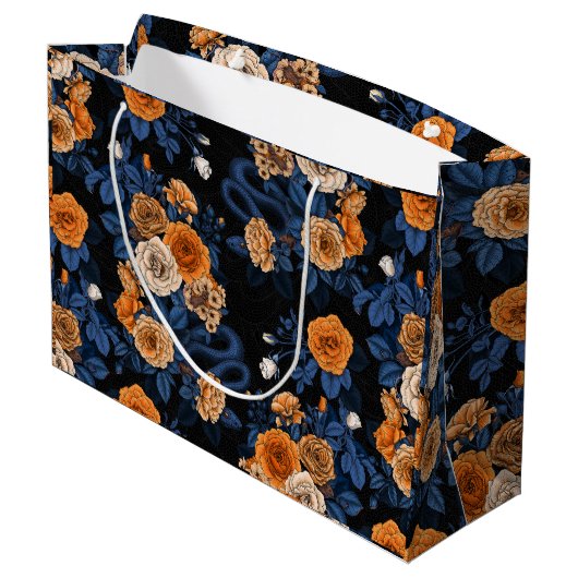 オレンジとブルーのバラに隠れている ラージペーパーバッグ (裏面アングル)