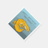 オレンジとブルーのパーソナライズされたゲッコ誕生日パーティー スタンダードカクテルナプキン (角)