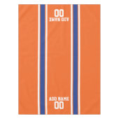 オレンジとブルーのパーソナライズされたスポーツジャージー テーブルクロス (正面)
