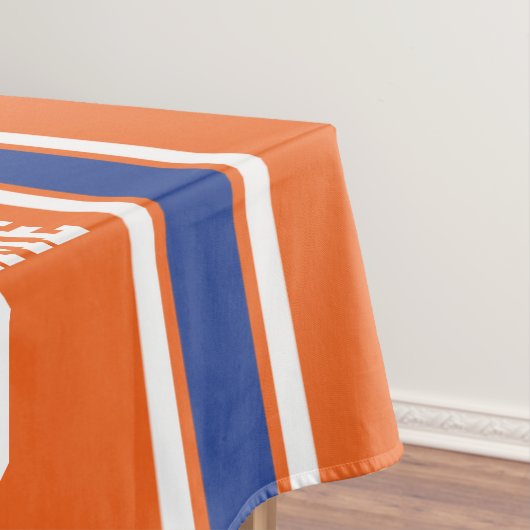 オレンジとブルーのパーソナライズされたスポーツジャージー テーブルクロス (インサイチュ)