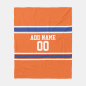 オレンジとブルーのパーソナライズされたスポーツジャージー フリースブランケット (正面)