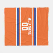 オレンジとブルーのパーソナライズされたスポーツジャージー フリースブランケット (正面(横))
