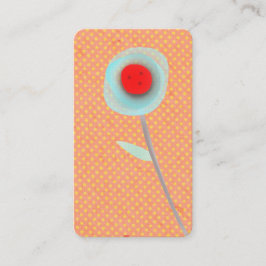 オレンジとブルーのフローライエロー水玉模様 名刺